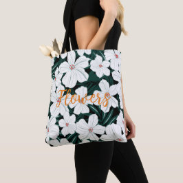 Bolsa Tote Crie seu próprio Floral e mande texto verde-verão