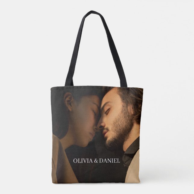Bolsa Tote Crie Seu Próprio Presente de Foto de Casal (Verso)