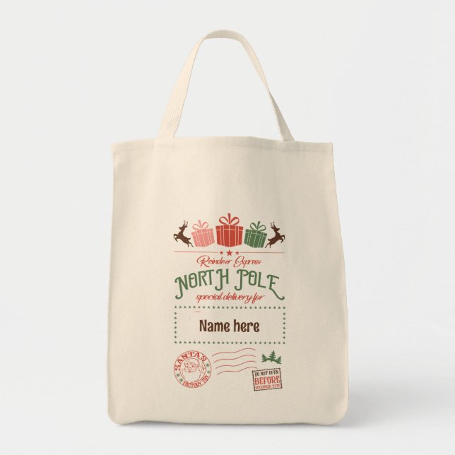 Bolsa Tote Crie Seu Próprio Saco de Presentes do Polo Norte (Frente)