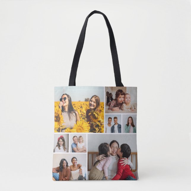 Bolsa Tote Crie sua própria colagem de 8 fotos (Frente)