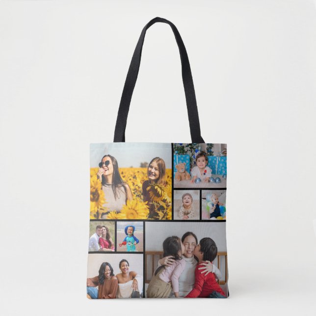 Bolsa Tote Crie sua própria colagem de 8 fotos (Frente)