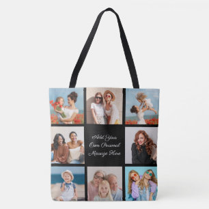 Bolsa Tote Crie Sua Própria Colagem de 8 Fotos Adicione Seu C