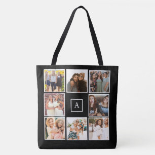 Bolsa Tote Crie sua própria colagem de 8 fotos monocromática