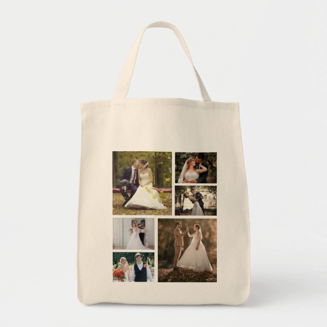 Bolsa Tote Crie Sua Própria Colagem De Casamento Fotográfico  (Frente)