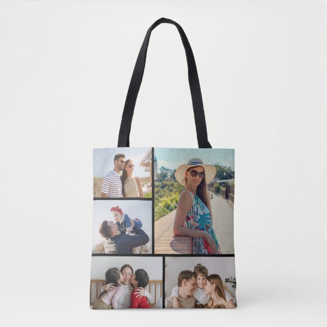 Bolsa Tote Crie sua própria colagem de fotos (Frente)