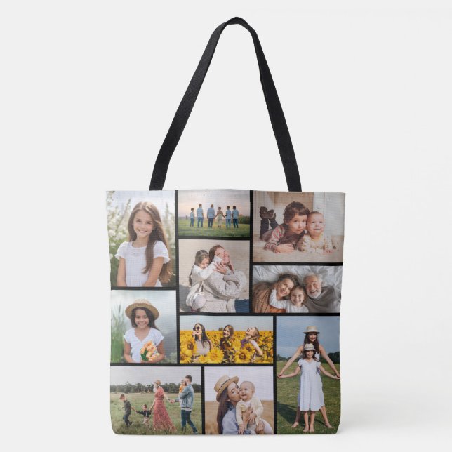 Bolsa Tote Crie sua própria colagem de fotos (Frente)