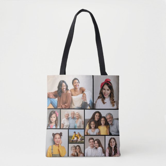 Bolsa Tote Crie sua própria colagem de fotos (Frente)