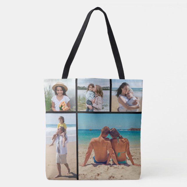 Bolsa Tote Crie sua própria colagem de fotos (Frente)