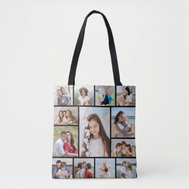 Bolsa Tote Crie Sua Própria Colagem De Fotos 13 (Frente)