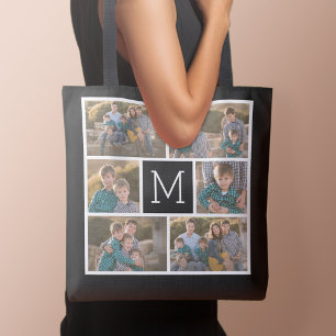 Bolsa Tote Crie sua própria colagem de fotos - 6 fotos Monog