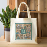 Bolsa Tote Crie sua própria colagem de fotos - 6 fotos Monogr<br><div class="desc">Use até seis fotos quadradas para criar um presente exclusivo e pessoal. Se precisar ajustar as fotos,  clique na ferramenta personalizar para fazer alterações. Crédito Fotográfico: Fotografia © Storytree Studios,  Stanford,  CA</div>