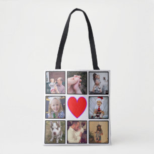 Bolsa Tote Crie sua própria colagem personalizada de fotos