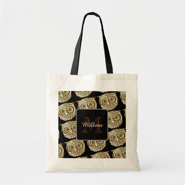 Bolsa Tote crie sua própria coruja monograma (Frente)