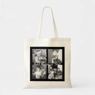 Bolsa Tote Crie uma Colagem do Instagram com 4 fotos - preto