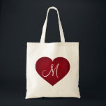Bolsa Tote Crimson Heart - Monograma<br><div class="desc">Esta bolsa de canvas apresenta um coração de creme moldado, sobreposto por um coração de monograma de texto modelo. Clique em "Personalizar" para redimensionar/reposicionar imagens cardíacas e personalizar texto ou monograma com opções de estilo de fonte, tamanho e cor. Um presente de dama-de-excelente.</div>