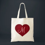 Bolsa Tote Crimson Heart - Monograma<br><div class="desc">Esta bolsa de canvas apresenta um coração de creme moldado,  sobreposto por um coração de monograma de texto modelo. Clique em "Personalizar" para redimensionar/reposicionar imagens cardíacas e personalizar texto ou monograma com opções de estilo de fonte,  tamanho e cor. Um presente de dama-de-excelente.</div>