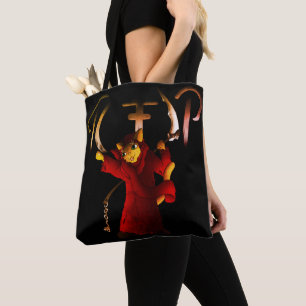 Bolsa Tote Crimson Red Grim Reaper Cat