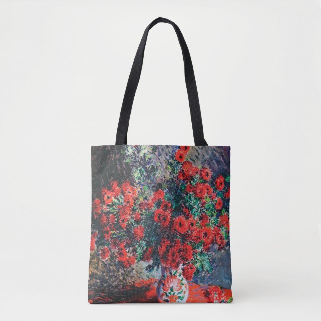 Bolsa Tote Crisântemo Vermelho, Monet (Frente)