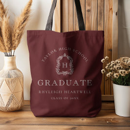 Bolsa Tote Crista de Monograma Burgundy Vermelho Branco Gradu
