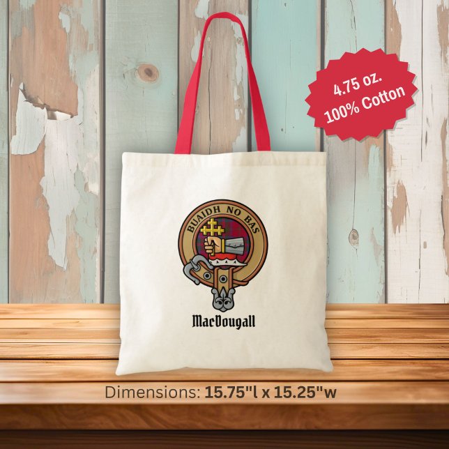 Bolsa Tote Crista do Clã MacDougall sobre Tartan (Criador carregado)