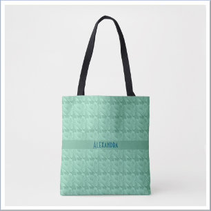 Bolsa Tote Cristal Azul Verde Água Marinha Abstrato