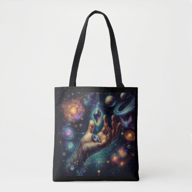 Bolsa Tote Cristal Celestial no Espaço da Galáxia Palm (Frente)