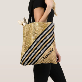 Bolsa Tote Cristal Na moda faux e brilho Dourado personalizad