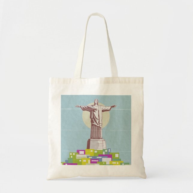 Bolsa Tote Cristo da Favela do Poster de viagens Redentor (Frente)