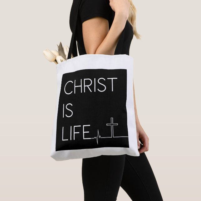 Bolsa Tote Cristo é a linha de pulsação da vida e cruz (Close Up)