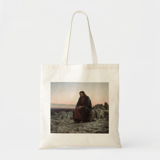Bolsa Tote Cristo na Natureza Selvagem (por Ivan Kramskoi) (Frente)