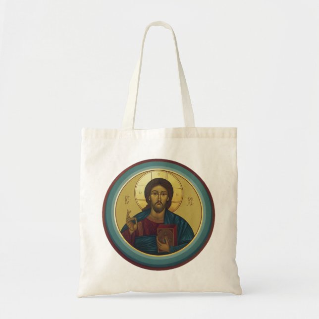 Bolsa Tote Cristo Pantocrator Bizantino Arte de Mosaico Redon (Frente)