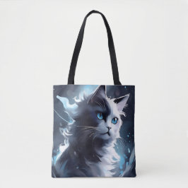 Bolsa Tote Cristóvão Místico Preto e Branco | Gato de Aquarel
