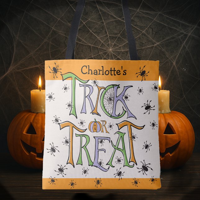 Bolsa Tote Críticos assustadores - Trick do Halloween ou trat (Children's Halloween Trick or Treat Hand lettered Tote Bag)