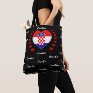 Bolsa Tote Croácia Flag & Heart, Croatian Flag fashion /spor