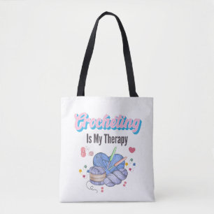 Bolsa Tote Crochê É Minha Terapia Arte de Fio