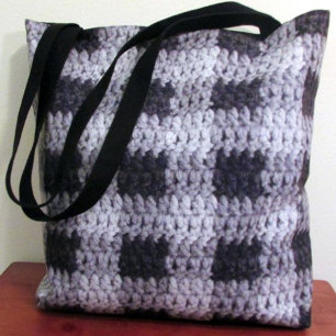 Bolsa Tote Crochet preto da textura da xadrez do negócio das