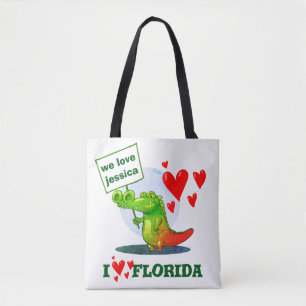 Bolsa Tote crocodilo doce, desenho engraçado, adoro flórida