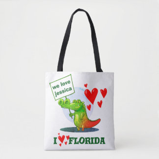 Bolsa Tote crocodilo doce, desenho engraçado, adoro flórida