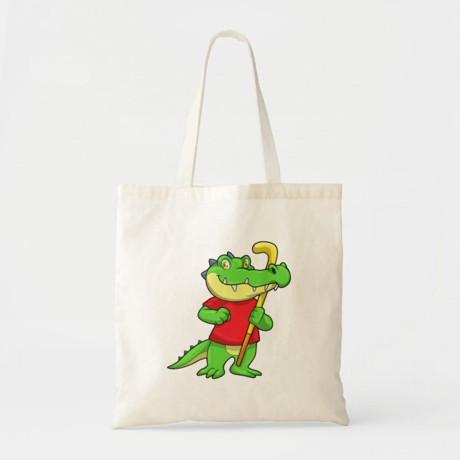 Bolsa Tote Crocodilo no hóquei em campo com Stick (Frente)