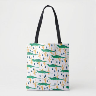 Bolsa Tote Crocodilos lindos, padrão uniforme. Animais de des