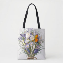Bolsa Tote Crocus Primavera Fllower Arte Botânica