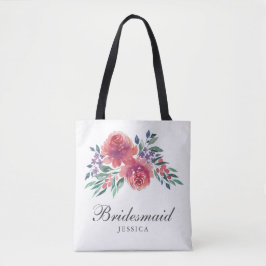Bolsa Tote Cromada Floral Romântica Por Aquarela