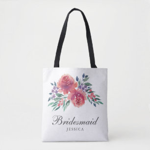 Bolsa Tote Cromada Floral Romântica Por Aquarela