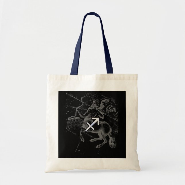 Bolsa Tote Cromo Como Sagitário Símbolo Zodiaco Decor Heveliu (Frente)