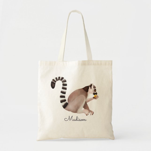 Bolsa Tote Crote Watercolor Madagascar Lemur Personalizado (Frente)
