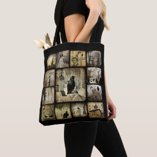 Bolsa Tote Crow Collage Art