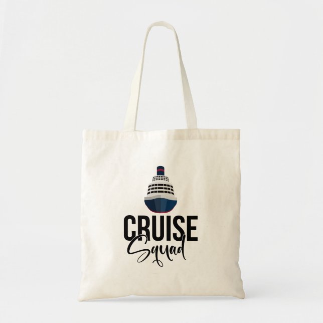 Bolsa Tote Cruise Squad com navio grande para férias familiar (Frente)
