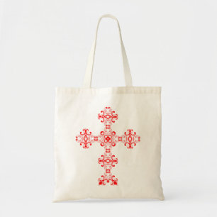 Bolsa Tote Cruz com ornamento vermelho