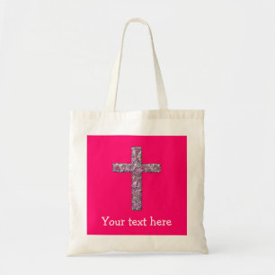 Bolsa Tote Cruz customizável do rosa quente