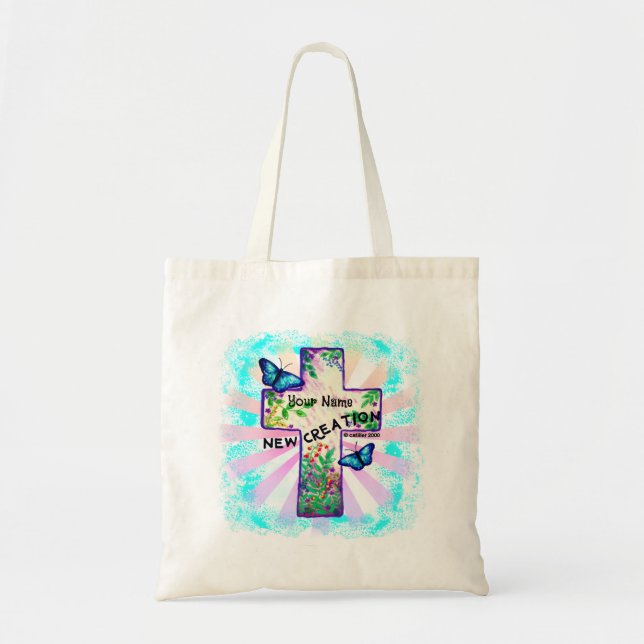Bolsa Tote Cruz de Nova Criação Cristã (Frente)